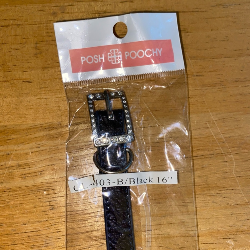 ! Vipoochy Poochy black collar for dog 16” new